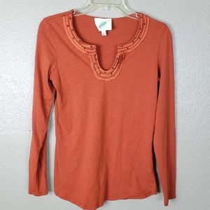 Nurture Burnt Orange LS Embellished T-Shirt S